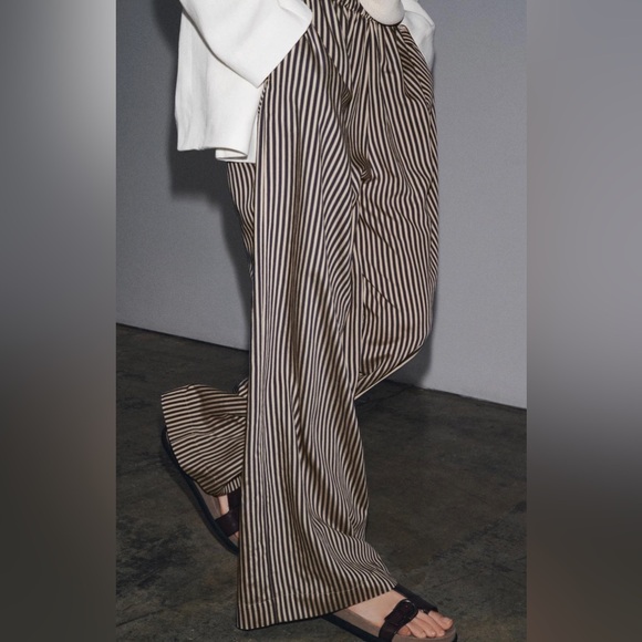 Zara Pants - ZW Collection Striped Flowing Trousers